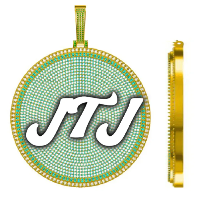 CUSTOM LETTER NECKLACE 3D BIG DISC sold by The GUU Shop