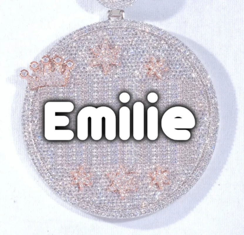 CUSTOM LETTER NECKLACE 3D BIG CROWN DISC sold by The GUU Shop