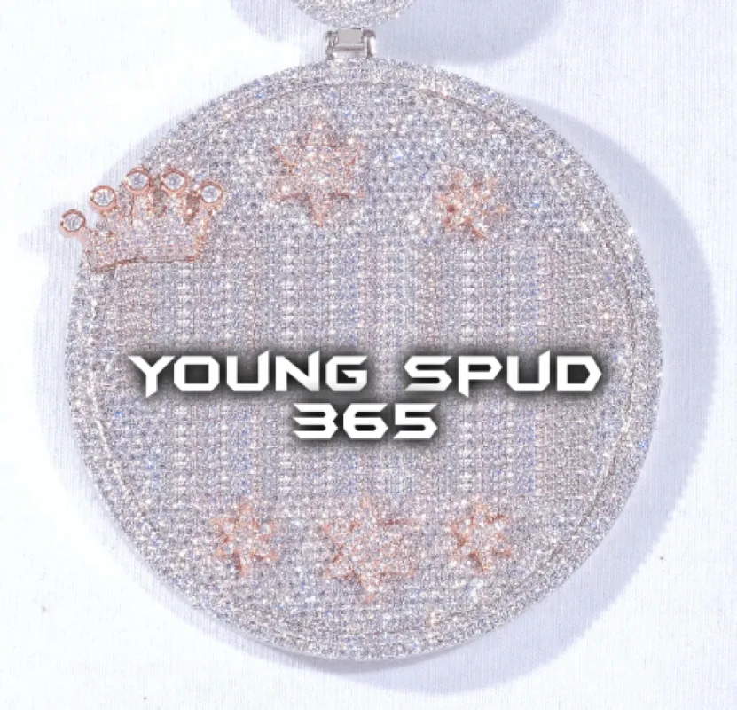 CUSTOM LETTER NECKLACE 3D BIG CROWN DISC sold by The GUU Shop