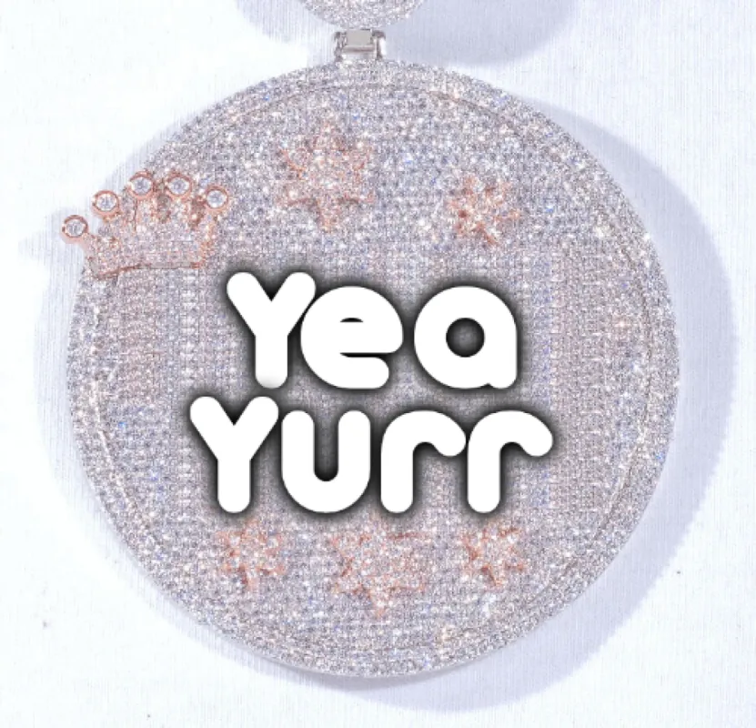 CUSTOM LETTER NECKLACE 3D BIG CROWN DISC sold by The GUU Shop