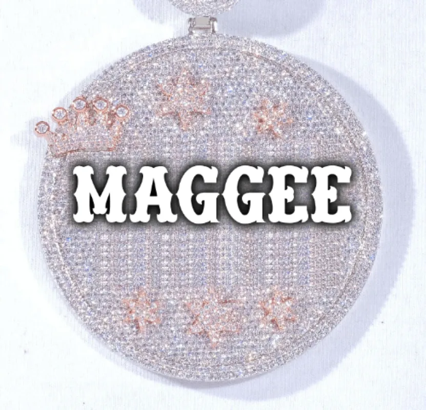 CUSTOM LETTER NECKLACE 3D BIG CROWN DISC sold by The GUU Shop