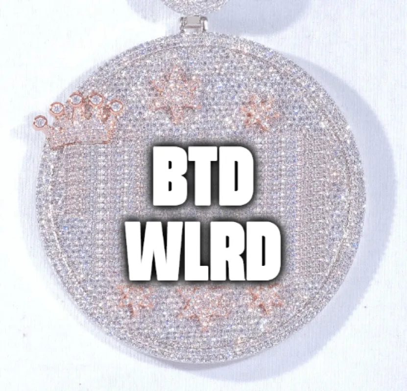 CUSTOM LETTER NECKLACE 3D BIG CROWN DISC sold by The GUU Shop