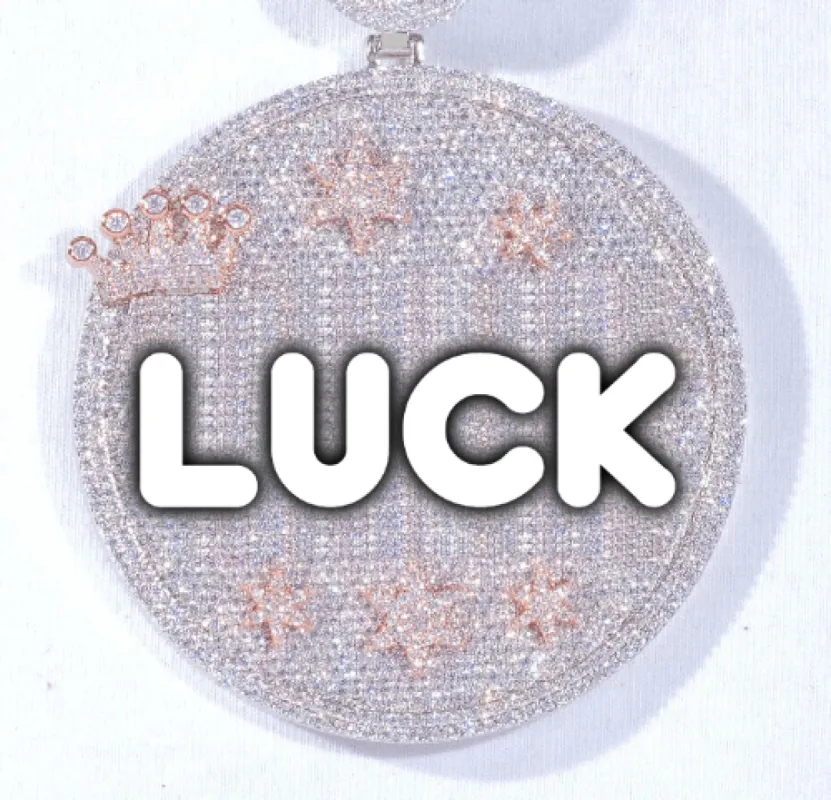 CUSTOM LETTER NECKLACE 3D BIG CROWN DISC sold by The GUU Shop