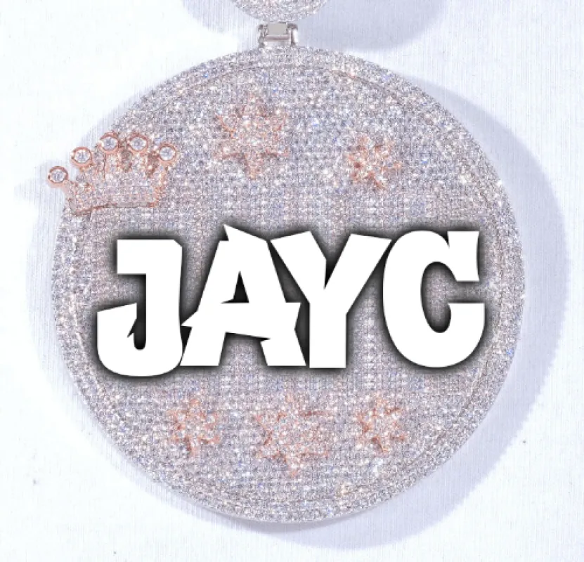 CUSTOM LETTER NECKLACE 3D BIG CROWN DISC sold by The GUU Shop