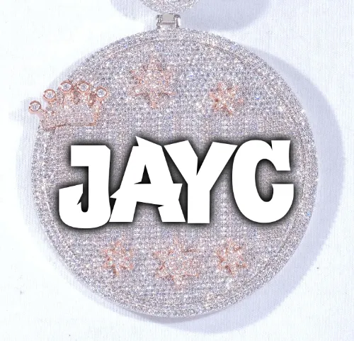 CUSTOM LETTER NECKLACE 3D BIG CROWN DISC sold by The GUU Shop