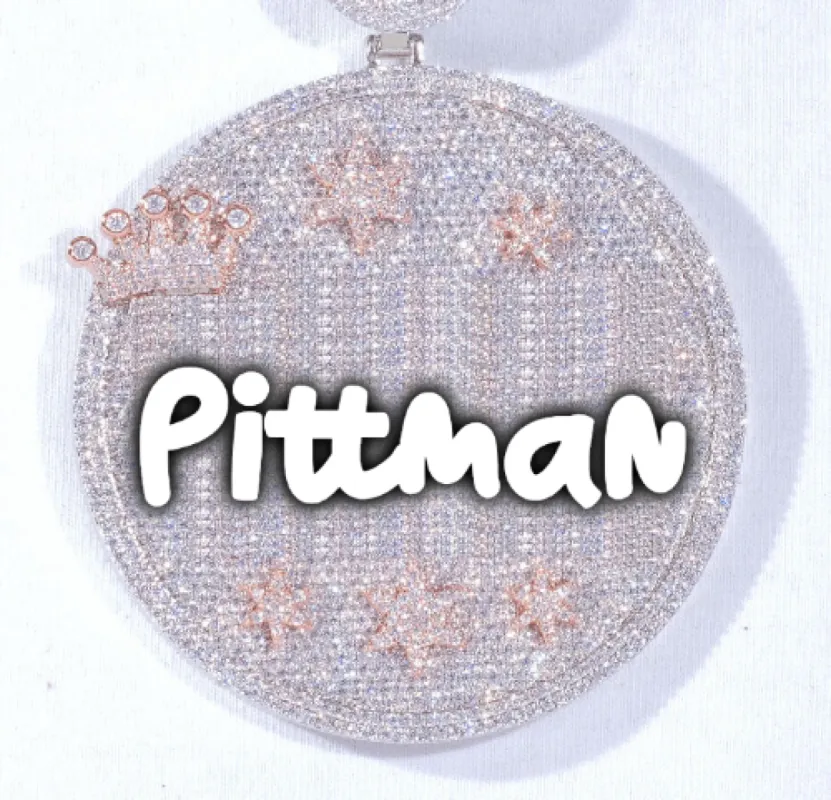 CUSTOM LETTER NECKLACE 3D BIG CROWN DISC sold by The GUU Shop