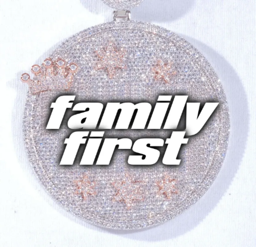 CUSTOM LETTER NECKLACE 3D BIG CROWN DISC sold by The GUU Shop