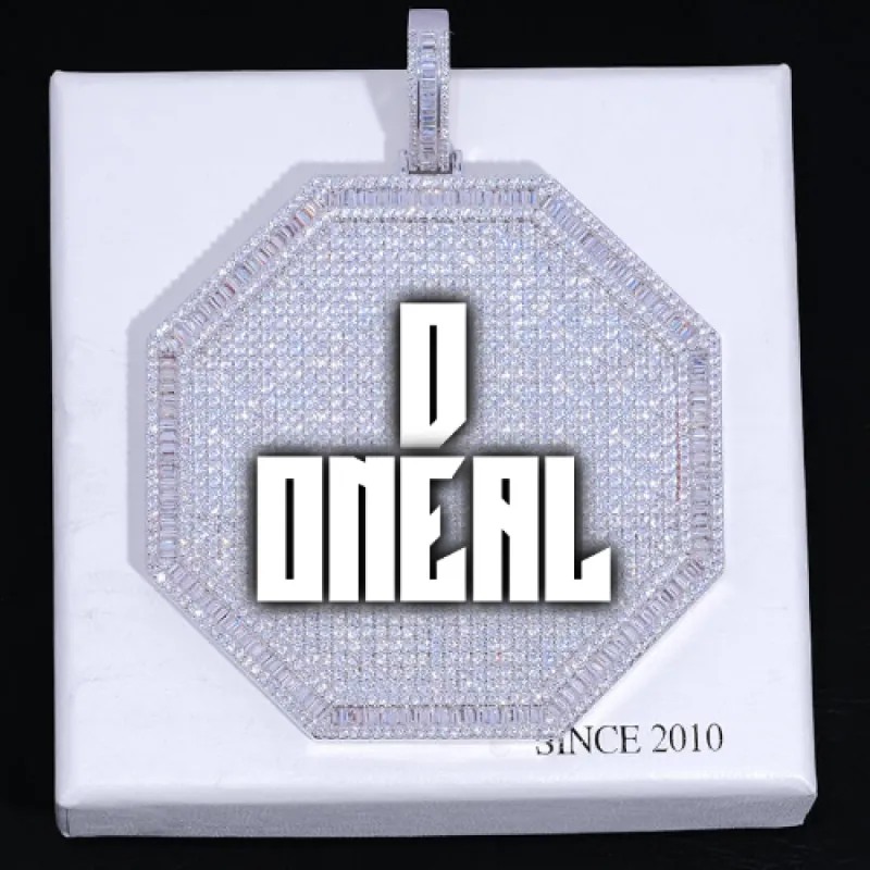 CUSTOM LETTER NECKLACE 3D BIG OCTAGON sold by The GUU Shop