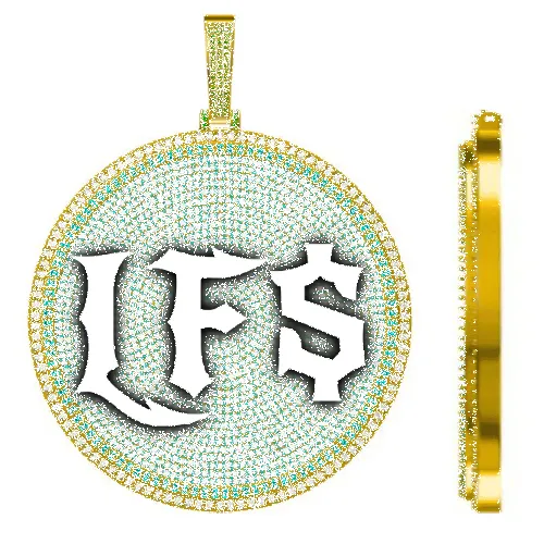 CUSTOM LETTER NECKLACE 3D BIG DISC sold by The GUU Shop