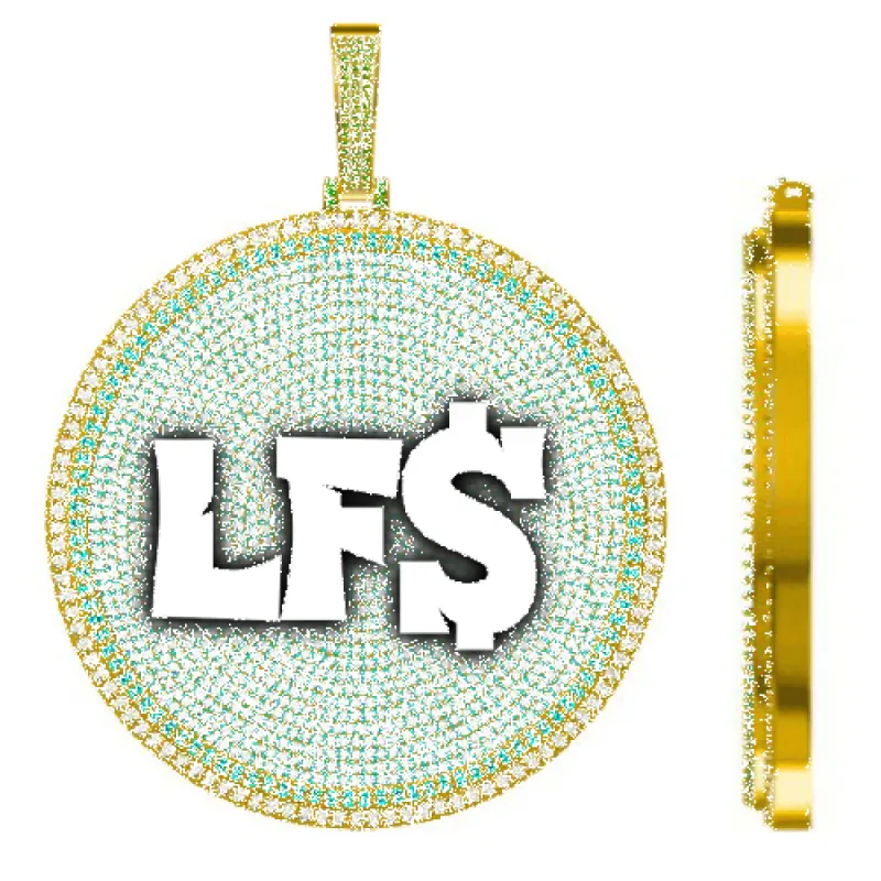 CUSTOM LETTER NECKLACE 3D BIG DISC sold by The GUU Shop