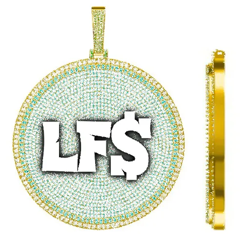 CUSTOM LETTER NECKLACE 3D BIG DISC sold by The GUU Shop