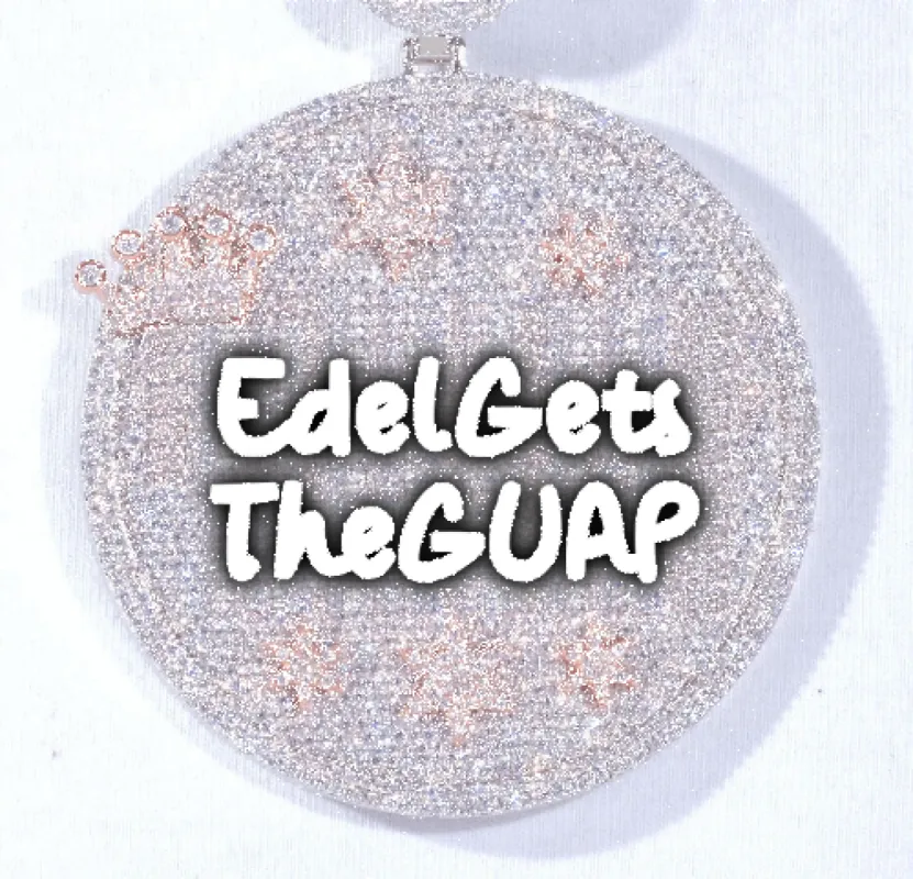 CUSTOM LETTER NECKLACE 3D BIG CROWN DISC sold by The GUU Shop