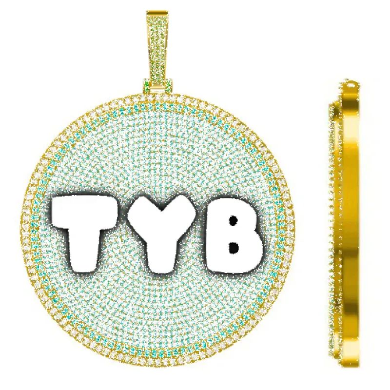 CUSTOM LETTER NECKLACE 3D BIG DISC sold by The GUU Shop