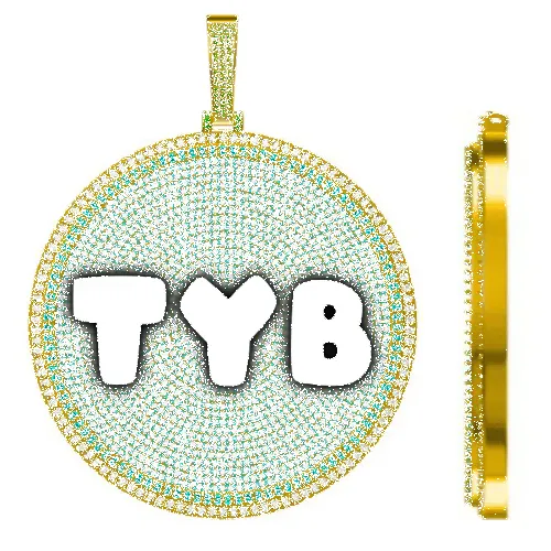 CUSTOM LETTER NECKLACE 3D BIG DISC sold by The GUU Shop