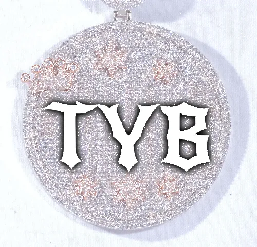 CUSTOM LETTER NECKLACE 3D BIG CROWN DISC sold by The GUU Shop