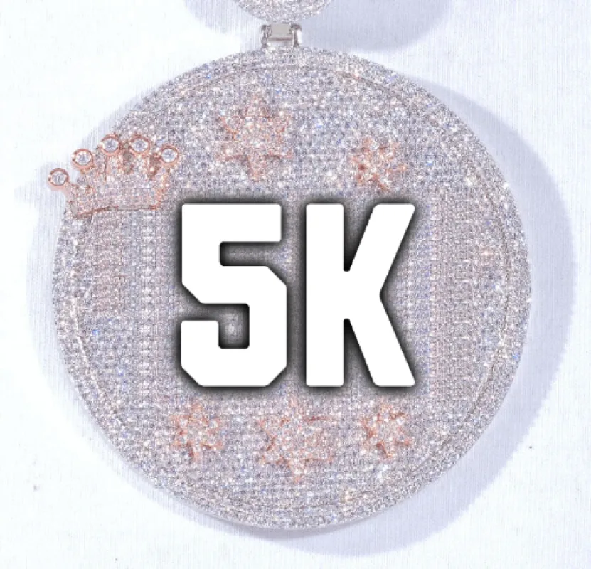 CUSTOM LETTER NECKLACE 3D BIG CROWN DISC sold by The GUU Shop