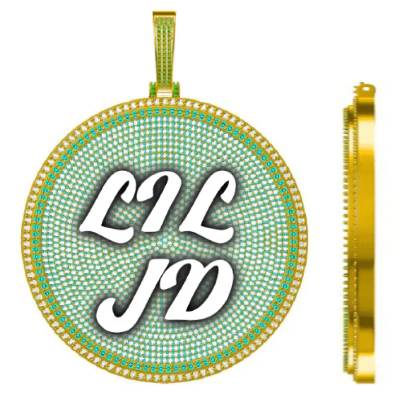 CUSTOM LETTER NECKLACE 3D BIG DISC sold by The GUU Shop