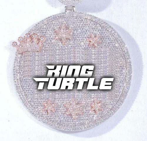 CUSTOM LETTER NECKLACE 3D BIG CROWN DISC sold by The GUU Shop