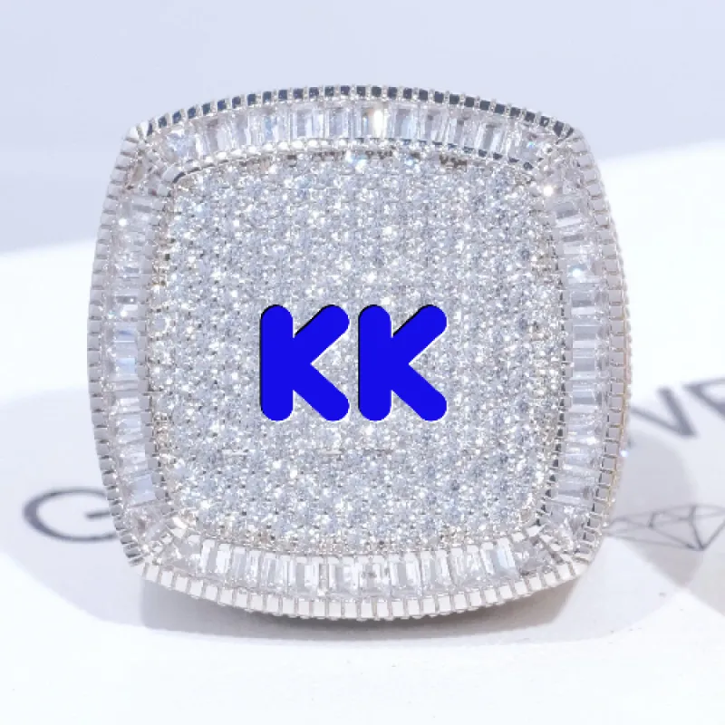 CUSTOM LETTER 3D ICED RING sold by The GUU Shop