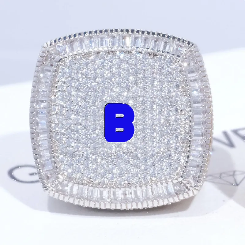 CUSTOM LETTER 3D ICED RING sold by The GUU Shop