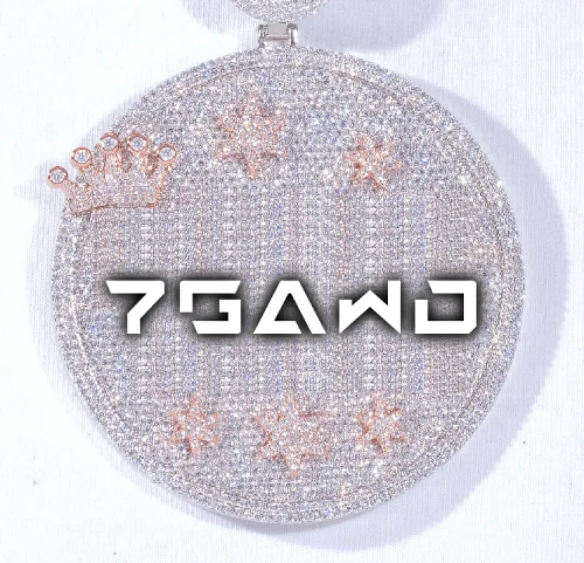 CUSTOM LETTER NECKLACE 3D BIG CROWN DISC sold by The GUU Shop