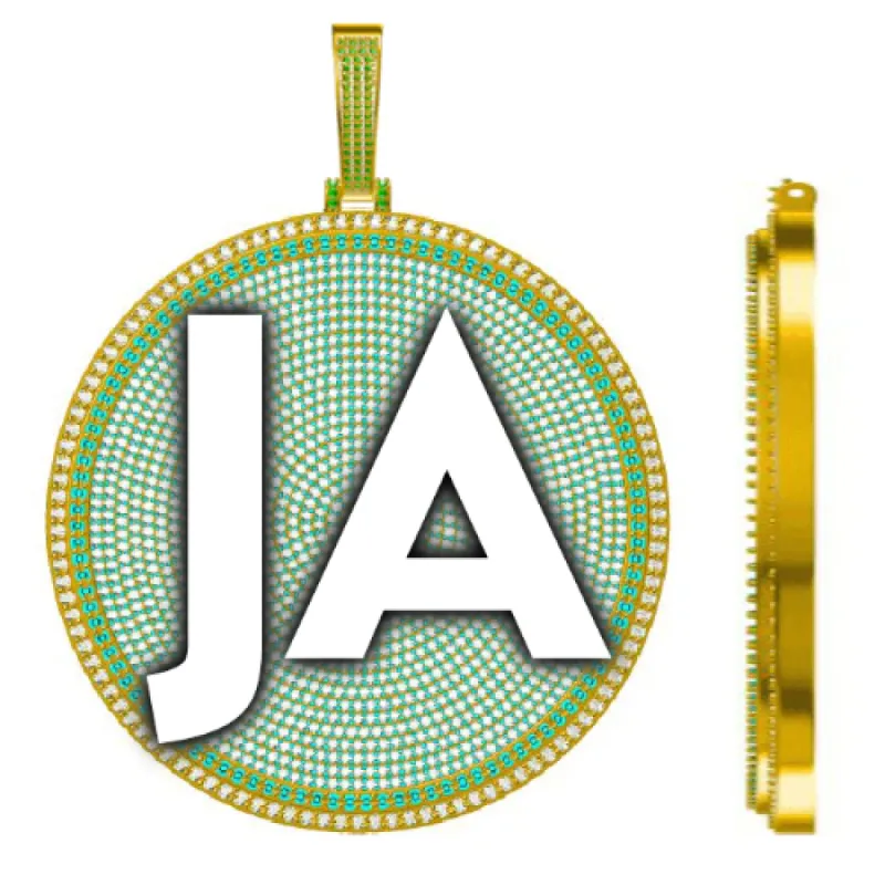 CUSTOM LETTER NECKLACE 3D BIG DISC sold by The GUU Shop