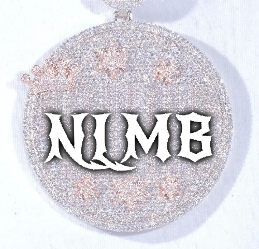 CUSTOM LETTER NECKLACE 3D BIG CROWN DISC sold by The GUU Shop