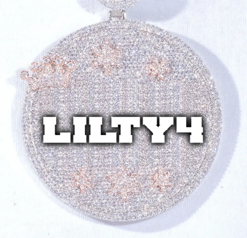 CUSTOM LETTER NECKLACE 3D BIG CROWN DISC sold by The GUU Shop