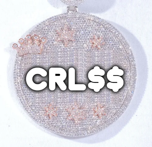 CUSTOM LETTER NECKLACE 3D BIG CROWN DISC sold by The GUU Shop