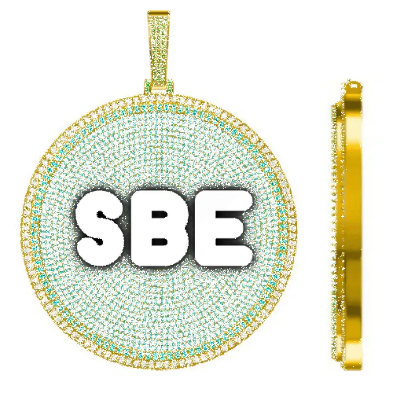 CUSTOM LETTER NECKLACE 3D BIG DISC sold by The GUU Shop