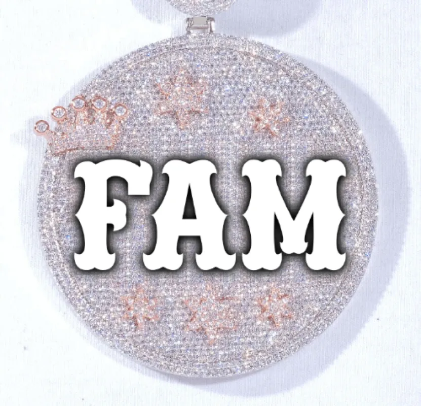 CUSTOM LETTER NECKLACE 3D BIG CROWN DISC sold by The GUU Shop