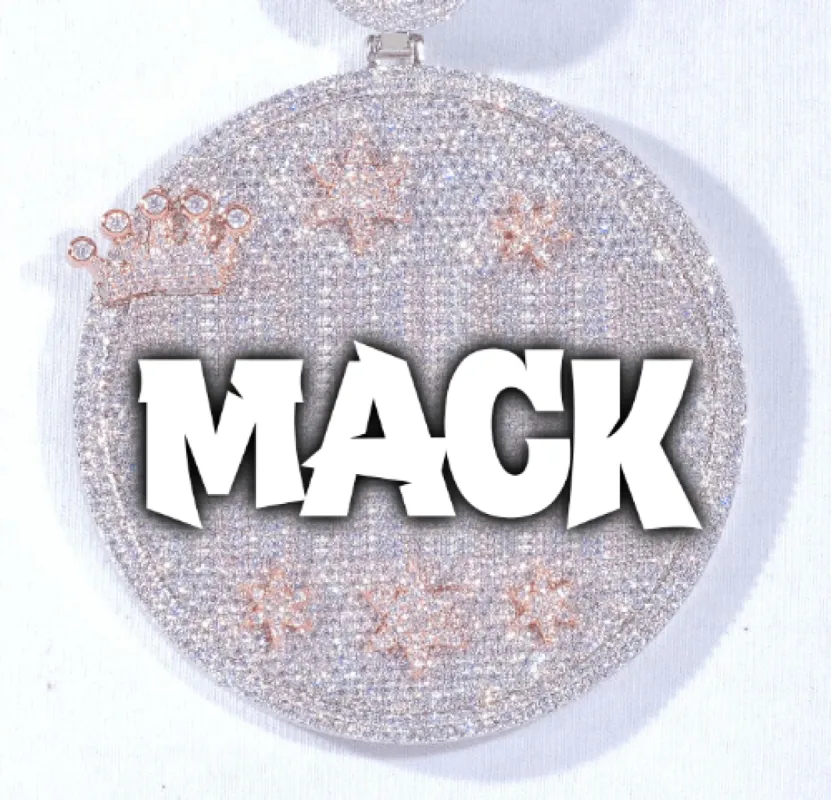 CUSTOM LETTER NECKLACE 3D BIG CROWN DISC sold by The GUU Shop