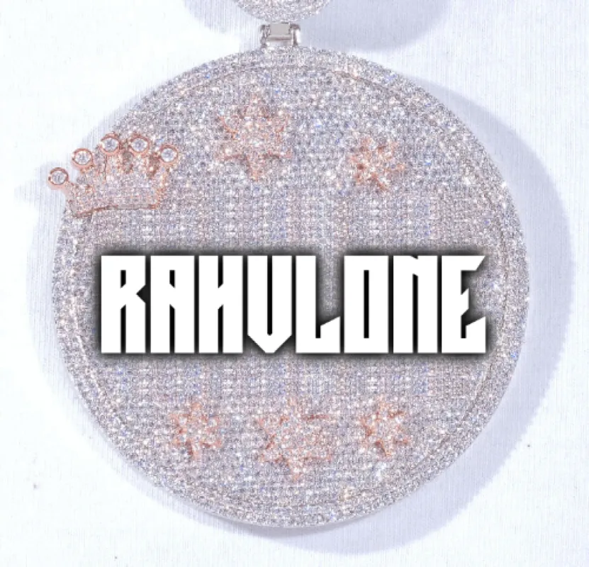 CUSTOM LETTER NECKLACE 3D BIG CROWN DISC sold by The GUU Shop