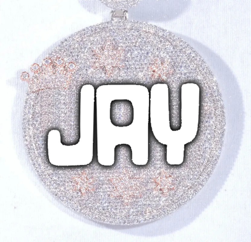 CUSTOM LETTER NECKLACE 3D BIG CROWN DISC sold by The GUU Shop