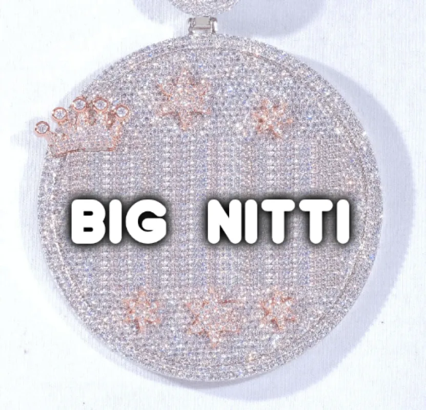 CUSTOM LETTER NECKLACE 3D BIG CROWN DISC sold by The GUU Shop