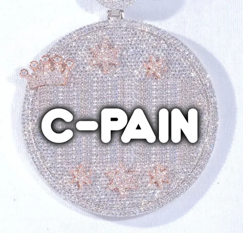 CUSTOM LETTER NECKLACE 3D BIG CROWN DISC sold by The GUU Shop