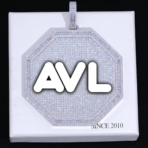 CUSTOM LETTER NECKLACE 3D BIG OCTAGON sold by The GUU Shop