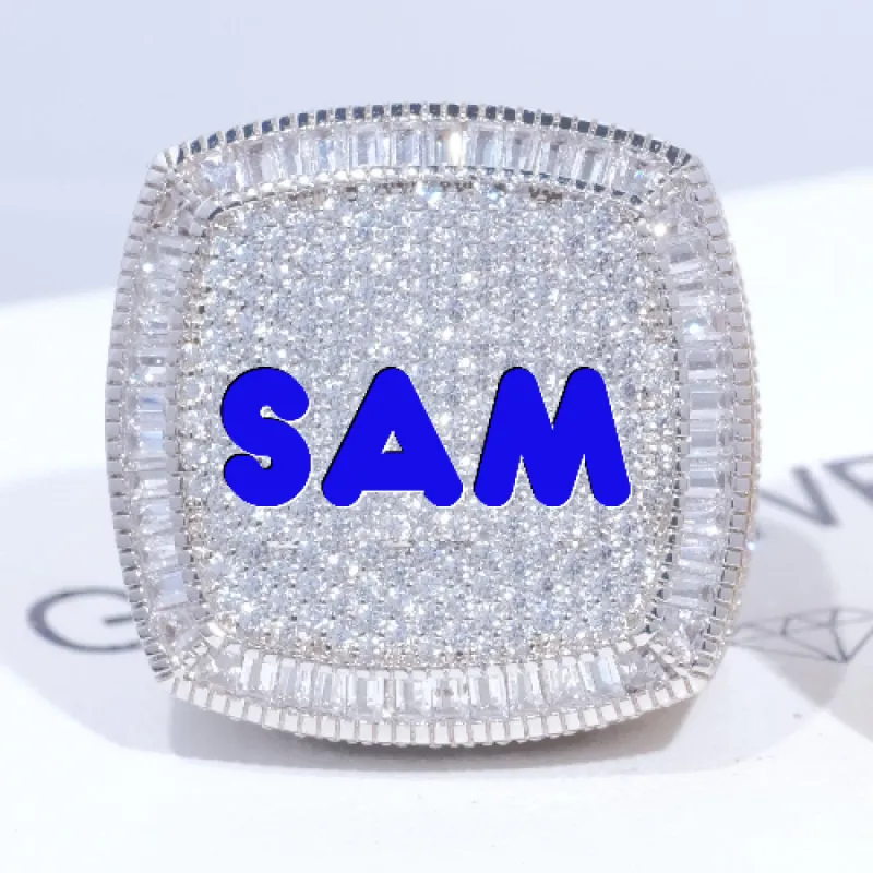CUSTOM LETTER 3D ICED RING sold by The GUU Shop