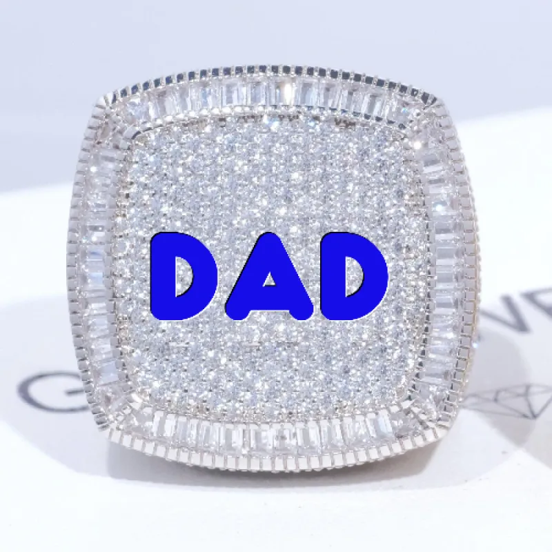 CUSTOM LETTER 3D ICED RING sold by The GUU Shop