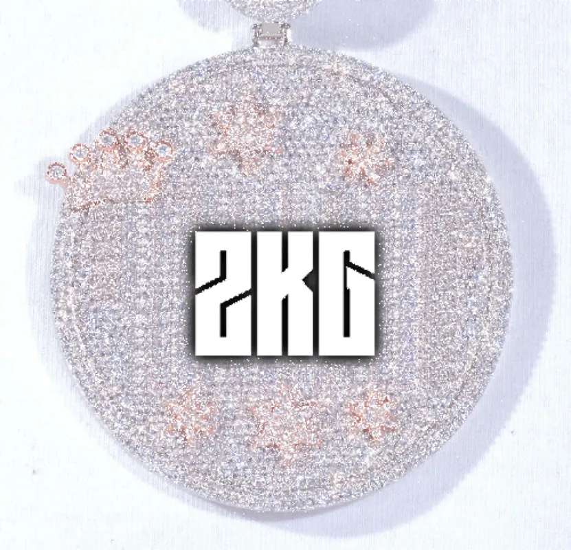 CUSTOM LETTER NECKLACE 3D BIG CROWN DISC sold by The GUU Shop