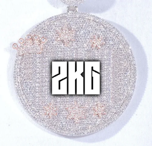 CUSTOM LETTER NECKLACE 3D BIG CROWN DISC sold by The GUU Shop