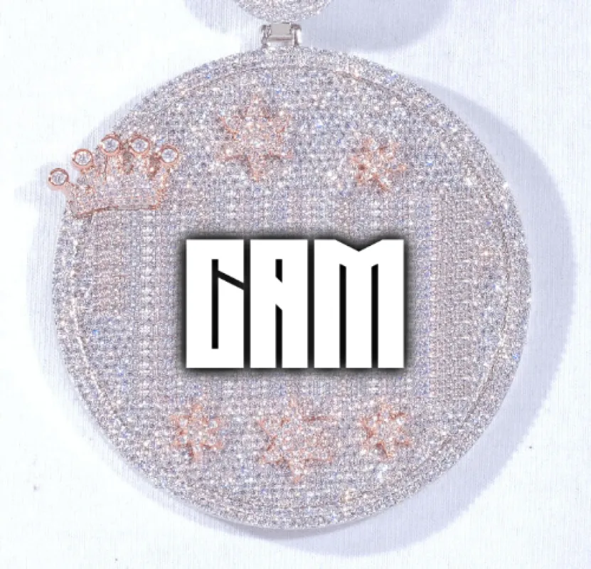 CUSTOM LETTER NECKLACE 3D BIG CROWN DISC sold by The GUU Shop