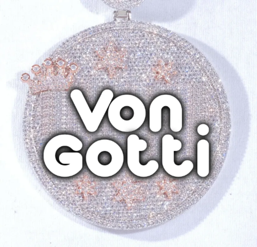 CUSTOM LETTER NECKLACE 3D BIG CROWN DISC sold by The GUU Shop