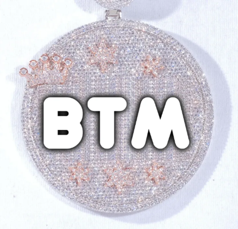 CUSTOM LETTER NECKLACE 3D BIG CROWN DISC sold by The GUU Shop