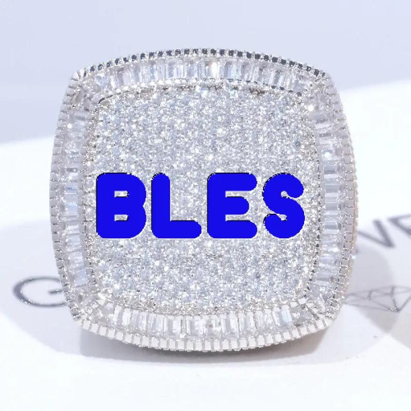 CUSTOM LETTER 3D ICED RING sold by The GUU Shop