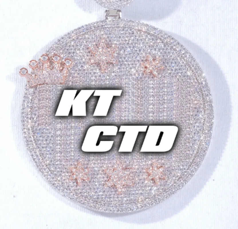 CUSTOM LETTER NECKLACE 3D BIG CROWN DISC sold by The GUU Shop