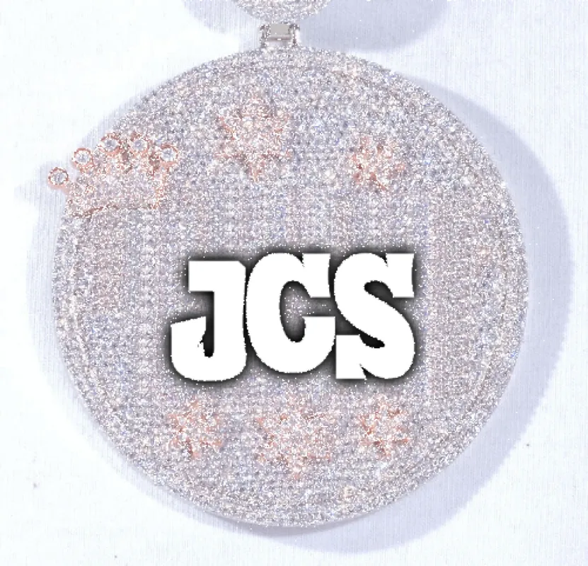 CUSTOM LETTER NECKLACE 3D BIG CROWN DISC sold by The GUU Shop