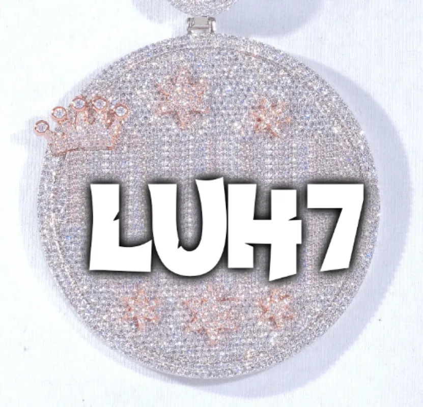 CUSTOM LETTER NECKLACE 3D BIG CROWN DISC sold by The GUU Shop