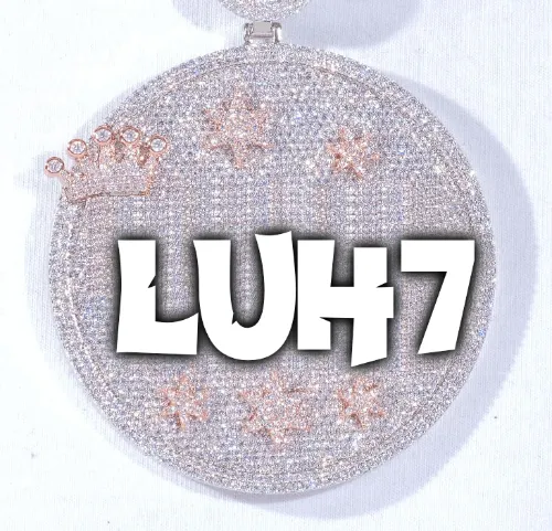 CUSTOM LETTER NECKLACE 3D BIG CROWN DISC sold by The GUU Shop