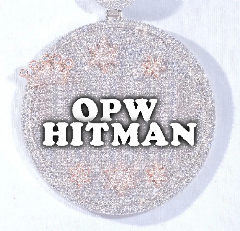 CUSTOM LETTER NECKLACE 3D BIG CROWN DISC sold by The GUU Shop